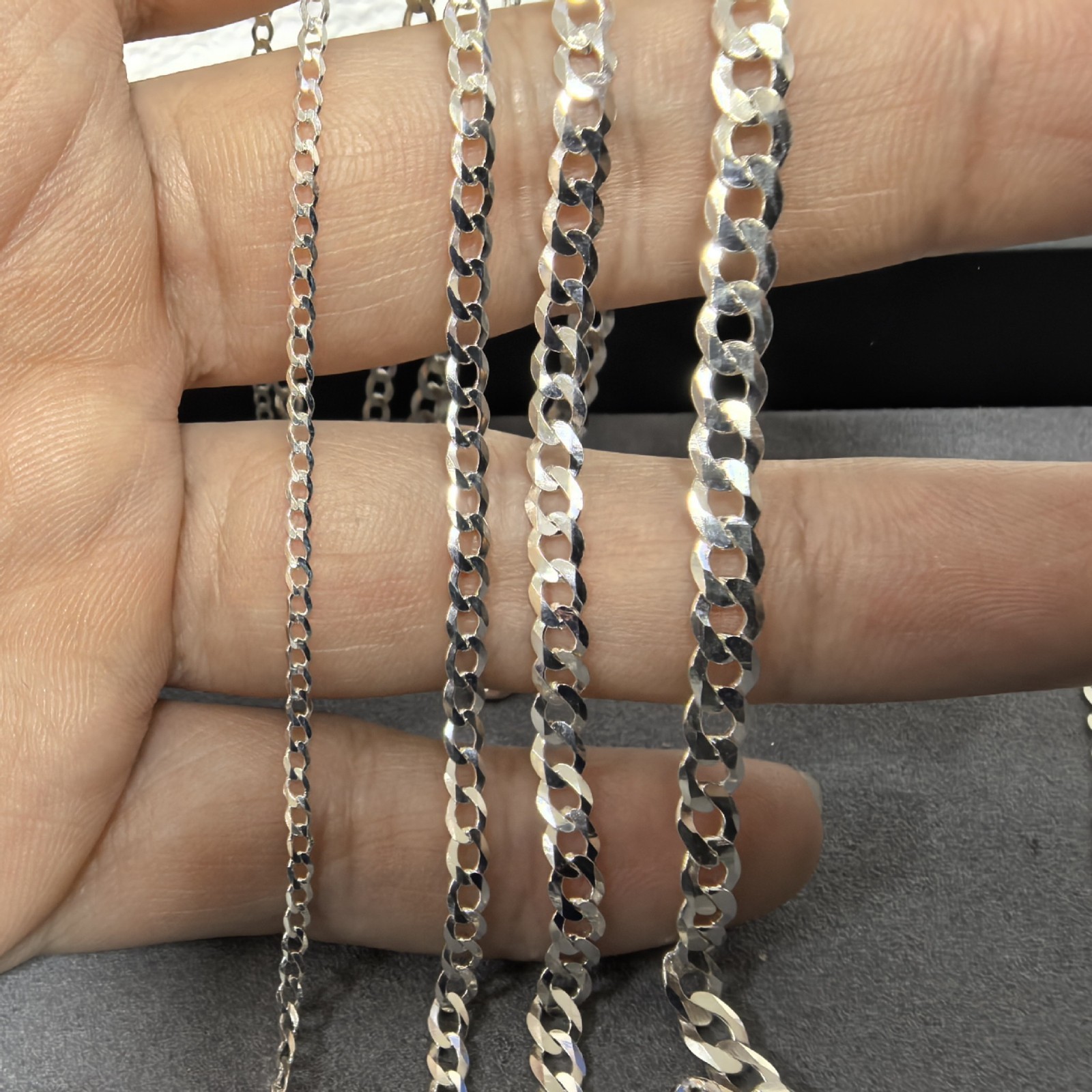 Genuine 925 Sterling Silver Curb Chain, Classic Cuban Link Silver Necklace