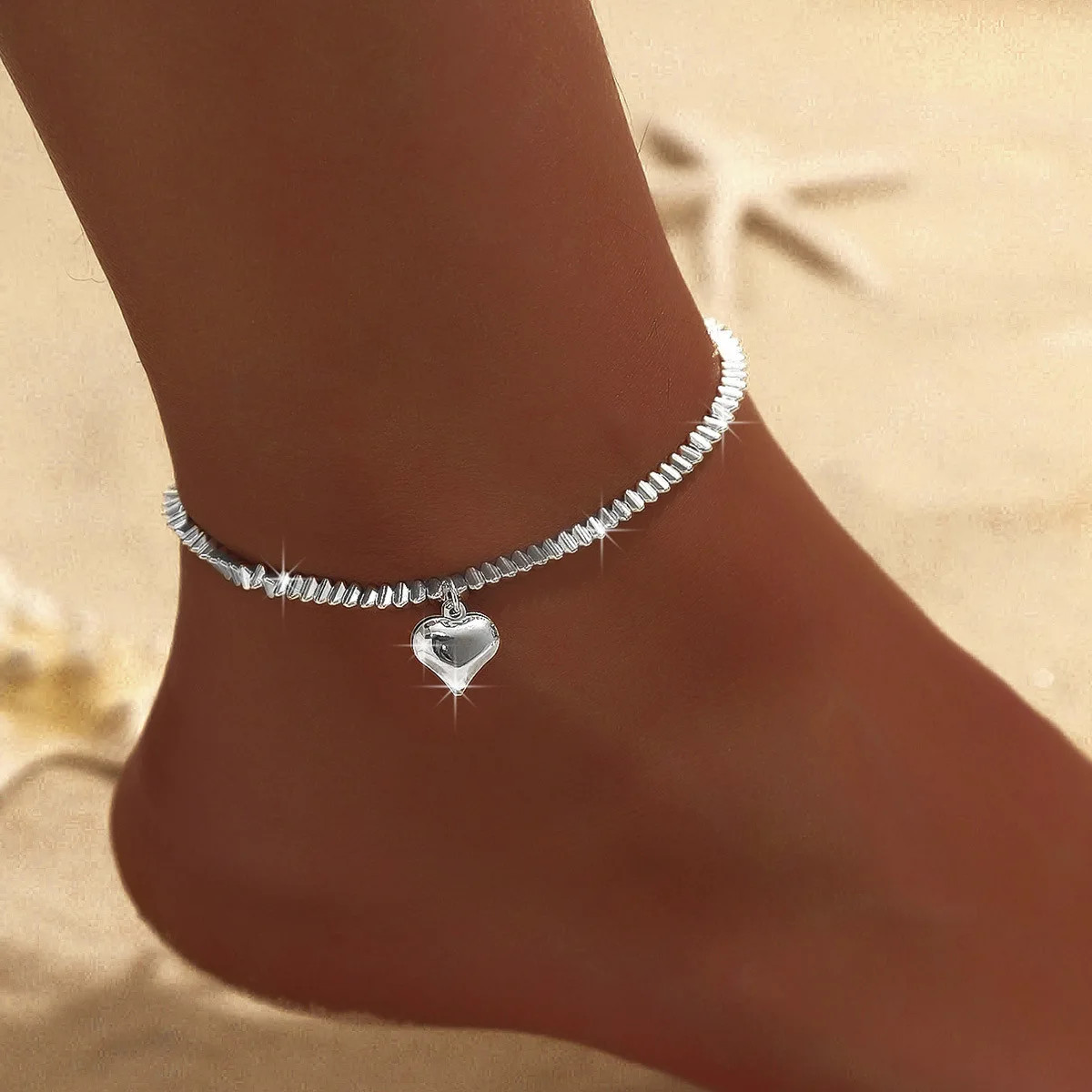 LATS Shiny Sparkling Simple Anklet for Women Gold Silver Color Elegant Jewelry F