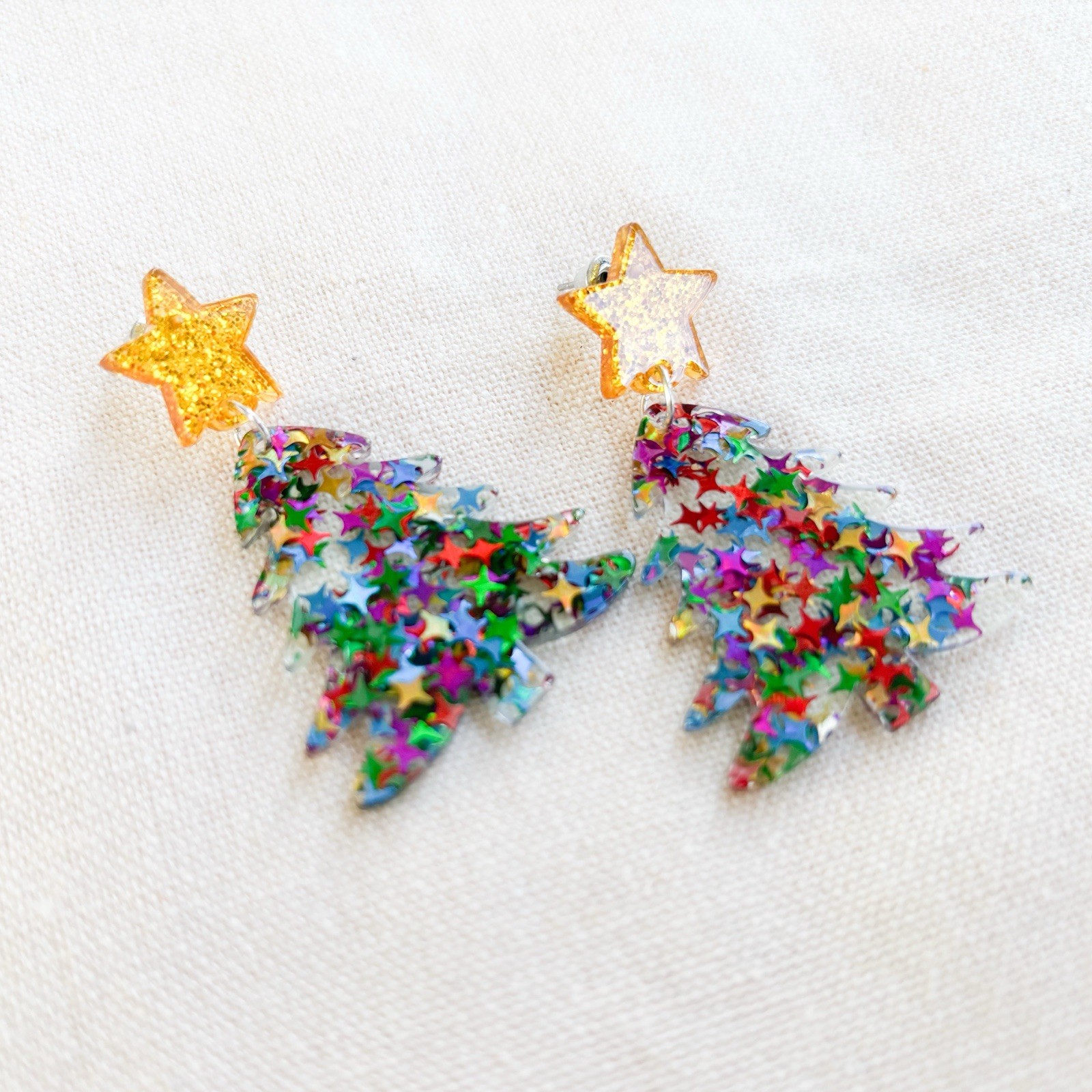 Christmas Tree Earrings Multicolor Christmas Jewelry Nostalgia