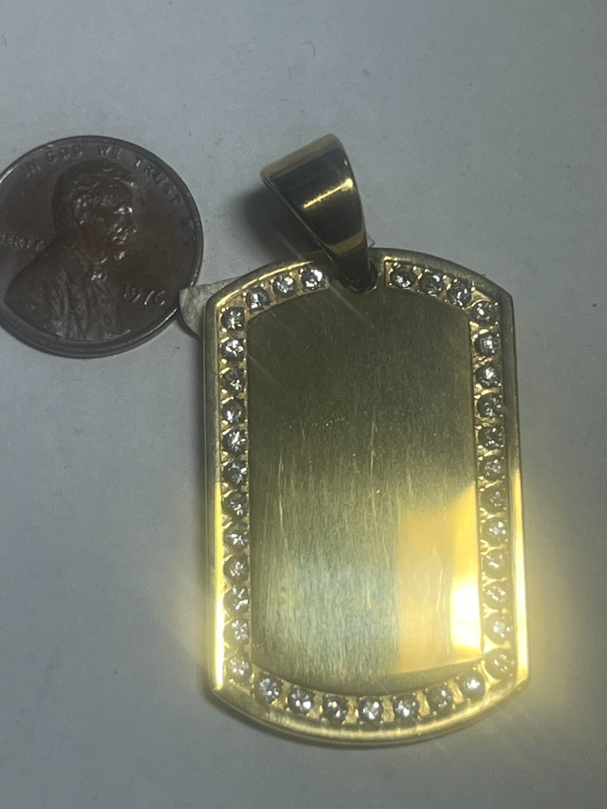 stainless steel dog tag pendant,gold color,40mm x 25mm
