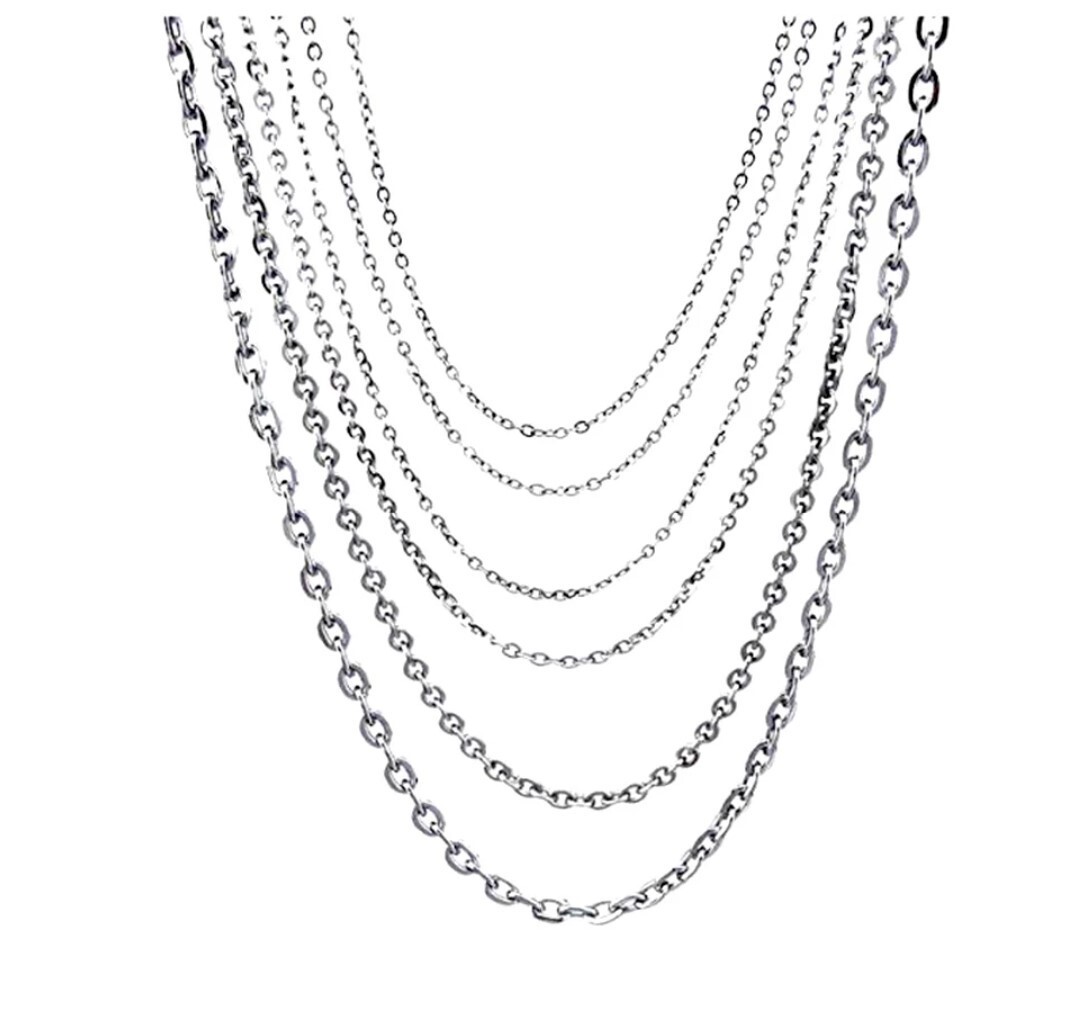 Stainless Steel 23.6 Inch (60 cm) 4 mm Oval Link Neck Chain Necklace