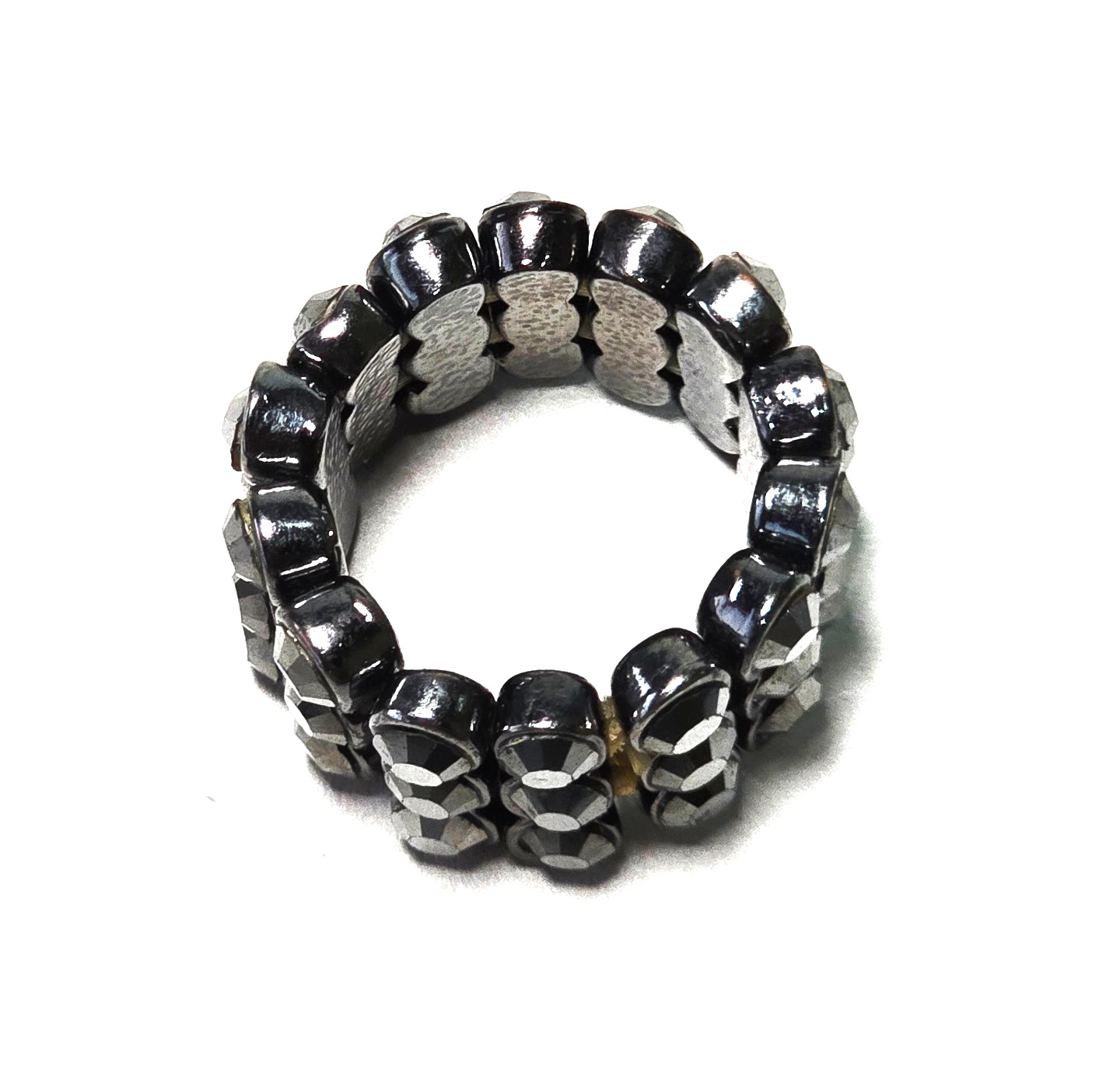Black Crystal Pave Stretch Dome Ring Elastic Adjustable Costume