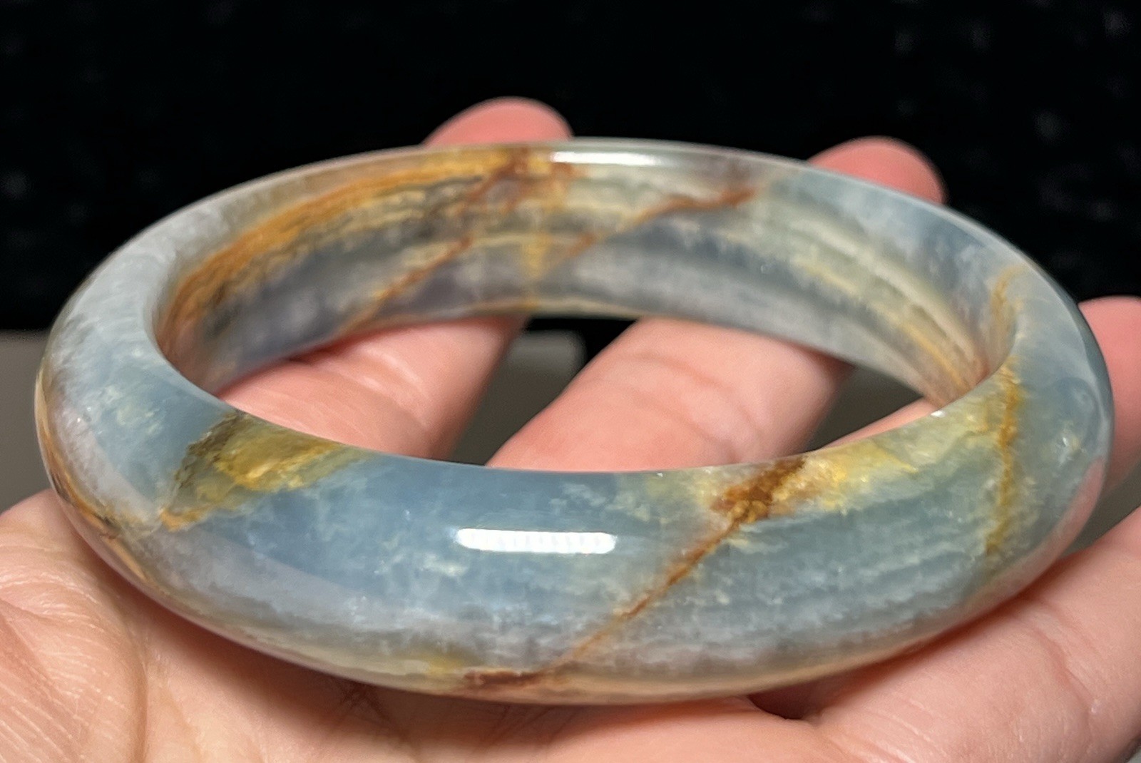 Blue Onyx Bangle Inner Diameter Size 62mm See Pics