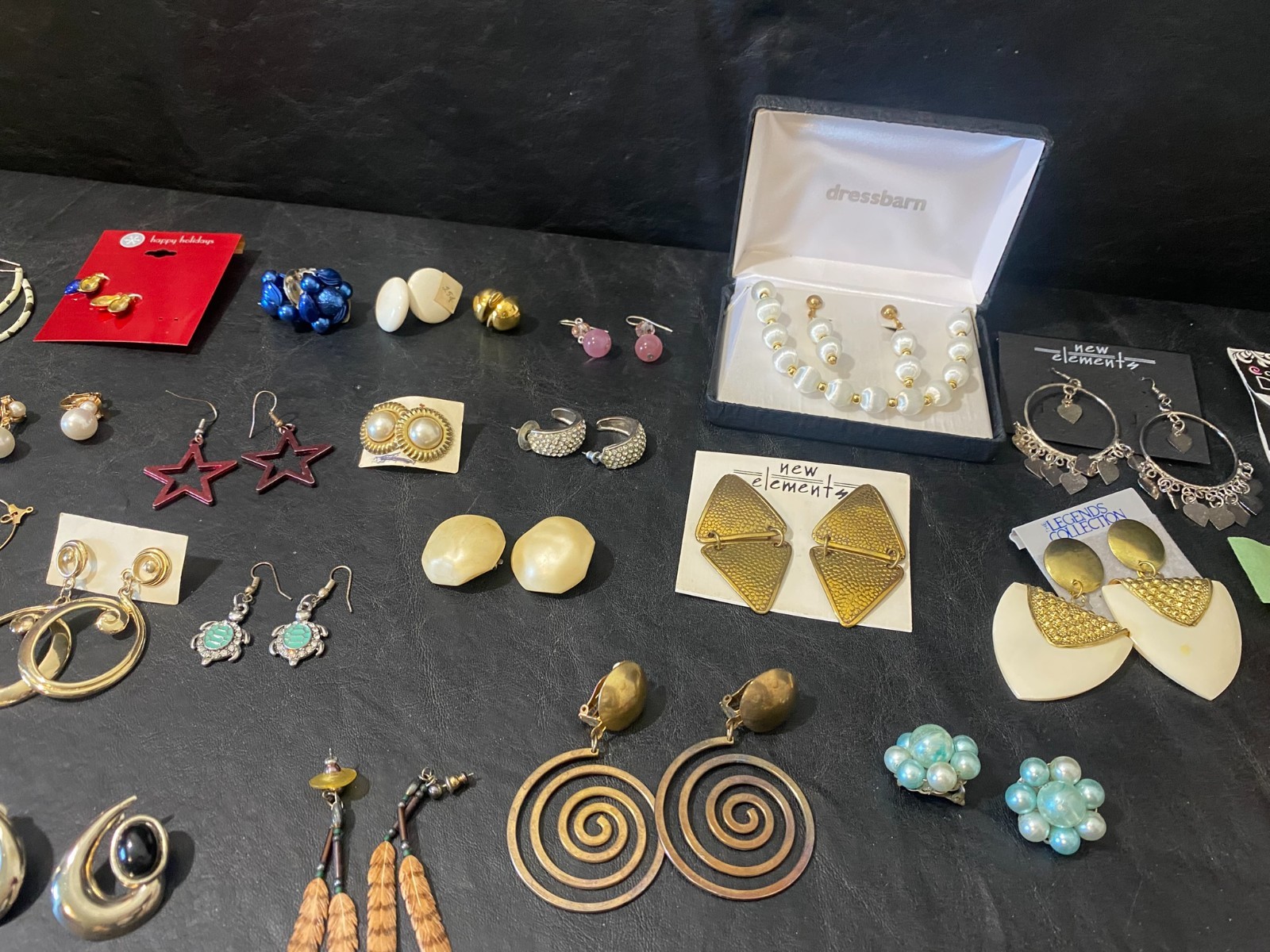 huge lot 125+ pairs earrings earring collection dangle stud hoop clip estate +