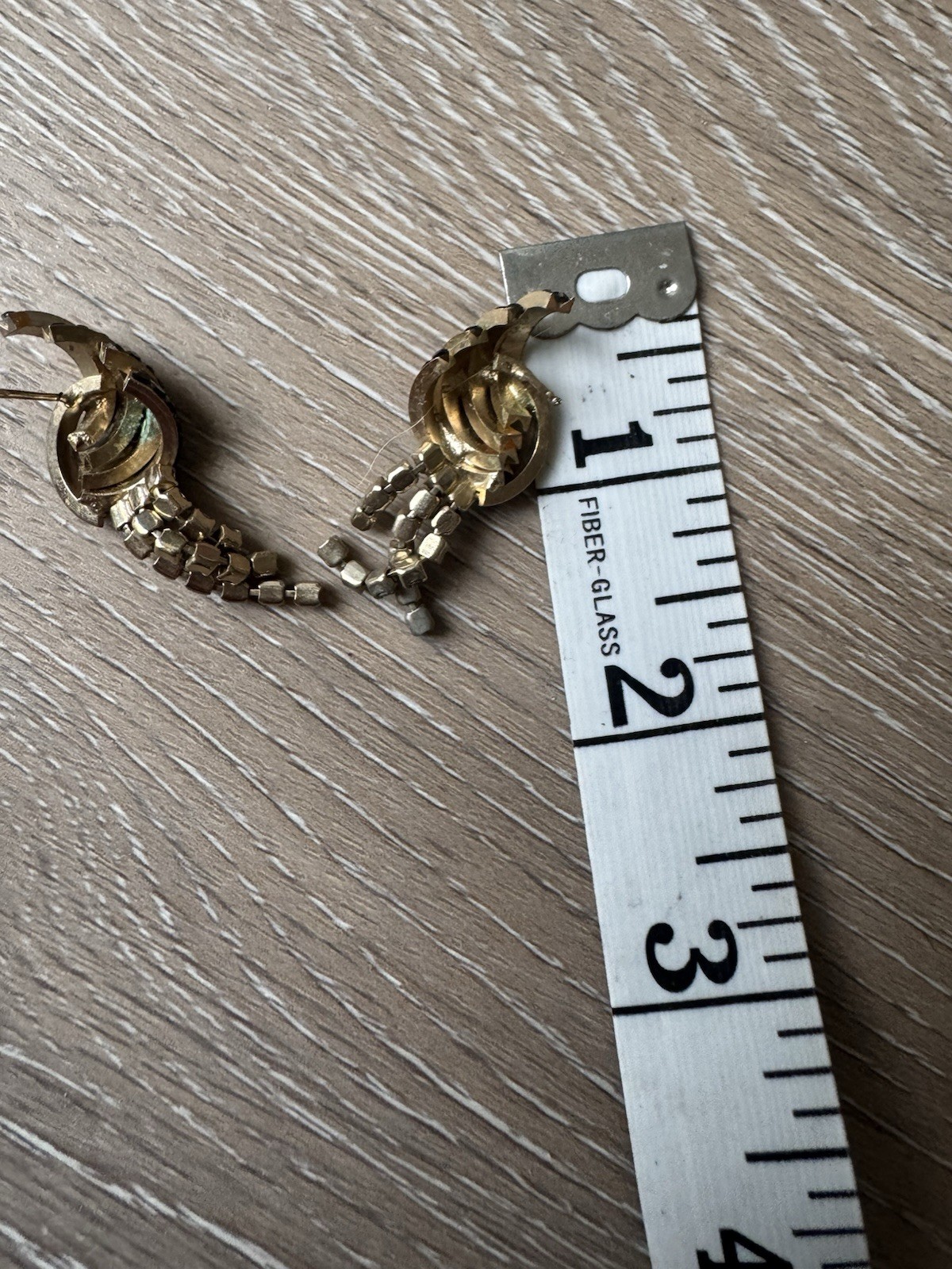 Gold Tone Clear and black Rhinestone Dangle Drop Earrings, Post Back, swirl