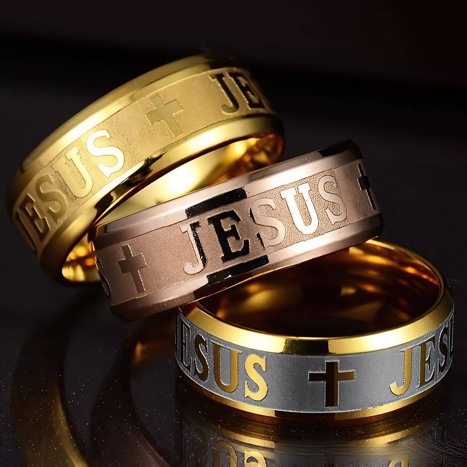 Jesus Stainless Steel Rings in 5 Styles Ships Free from the USA