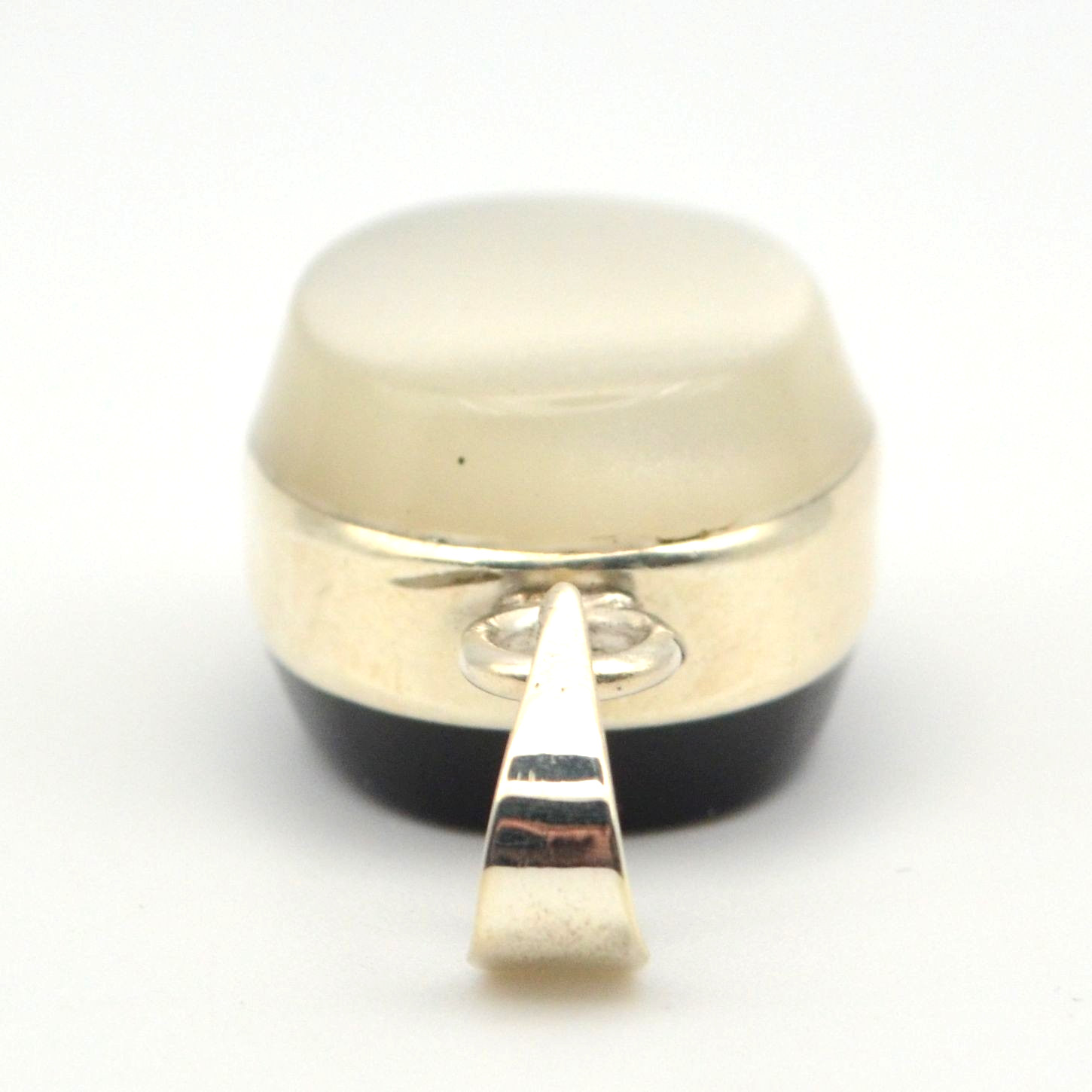 Mexican Sterling Silver Black White Two-Tone Oval Cabochon Pendant 925 Modernist