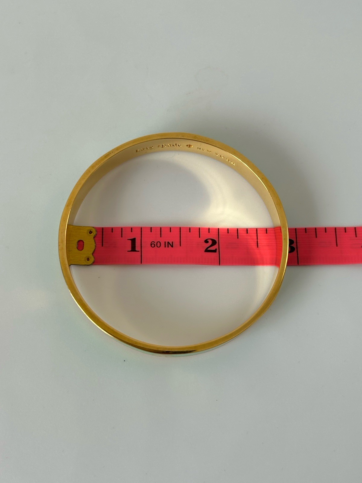 Kate Spade New York Mint Green Enamel Gold Tone Spade Bangle Bracelet 7”