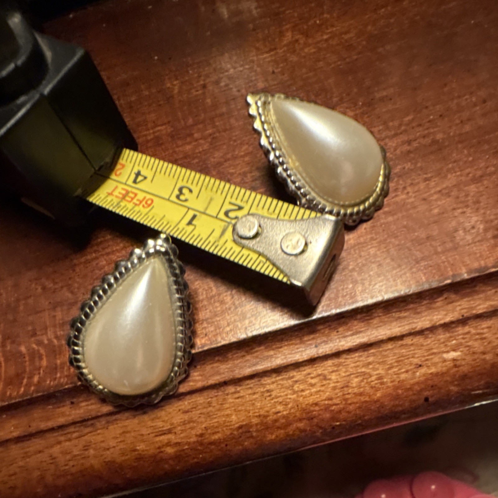 Teardrop Stud Earrings Silver Tone Metal Butterfly Back Approx. 1.5 Inch