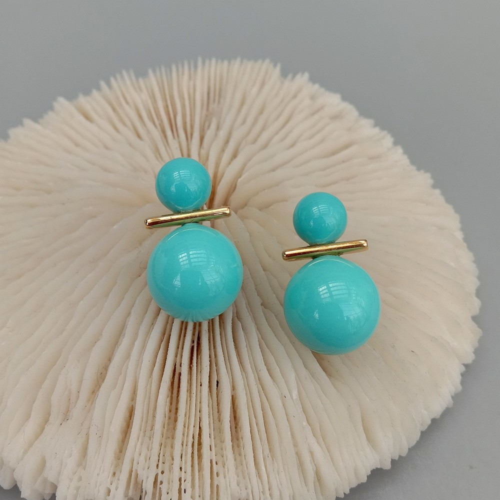 8.5mm-14mm Turquoise Blue Sea Shell Pearl Stud Earrings