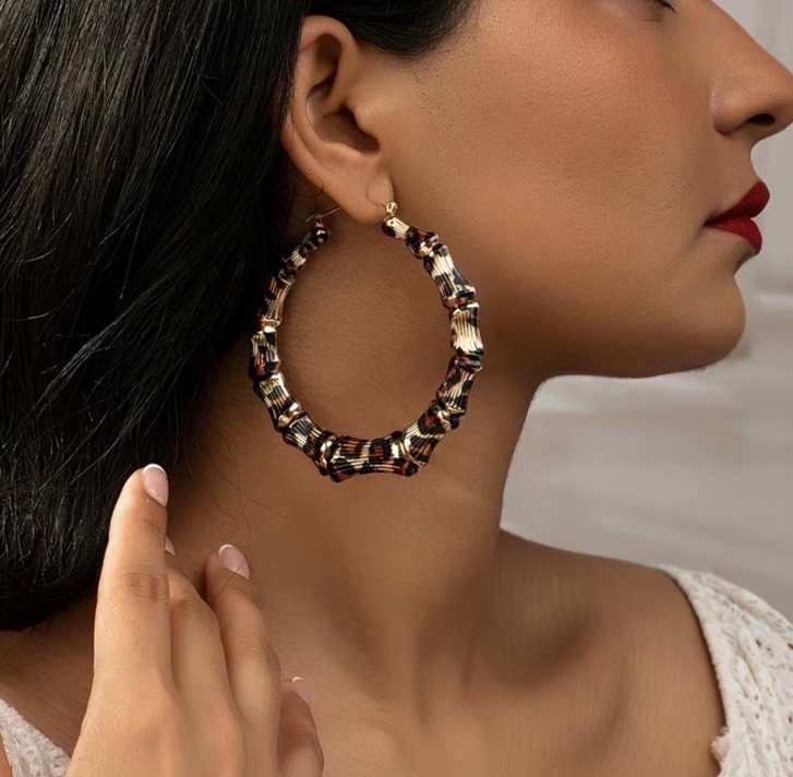 Big Earrings Leopard Print Hoops Round Gold Chunky Statement Large