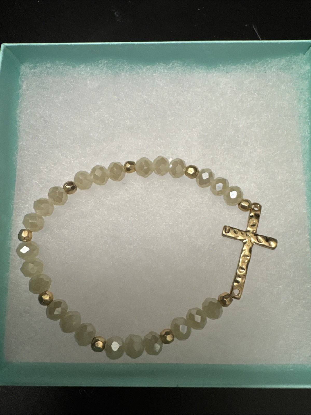 Plunder Design Trendy Fashion Jewelry Beaded Cross Gold Bracelet Great Gift