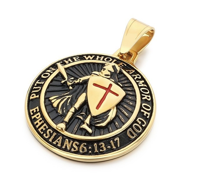 Inspirational Religious Armor of God Templar Necklace (Includes 24″ Chain)