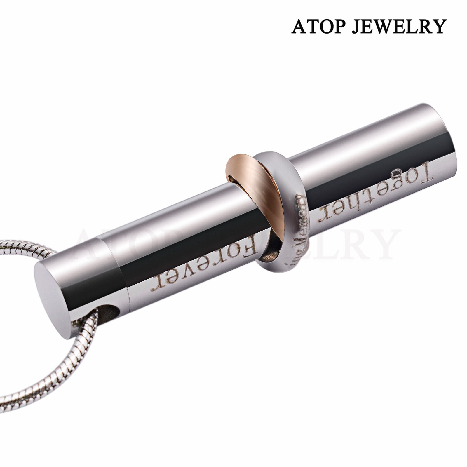 Together Forever Cylinder Urn Pendant Ashes Cremation Necklace Memorial