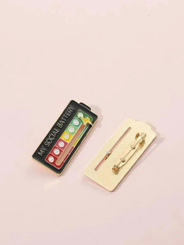 Funny Social Battery Slider Pin – 7-Mood Expression Badge, Cute Interactive Pin