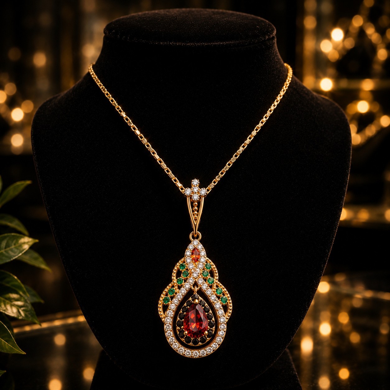 Womens Teardrop CZ Pendant Necklace Vintage Style Fashion Jewelry 18″ To 20″