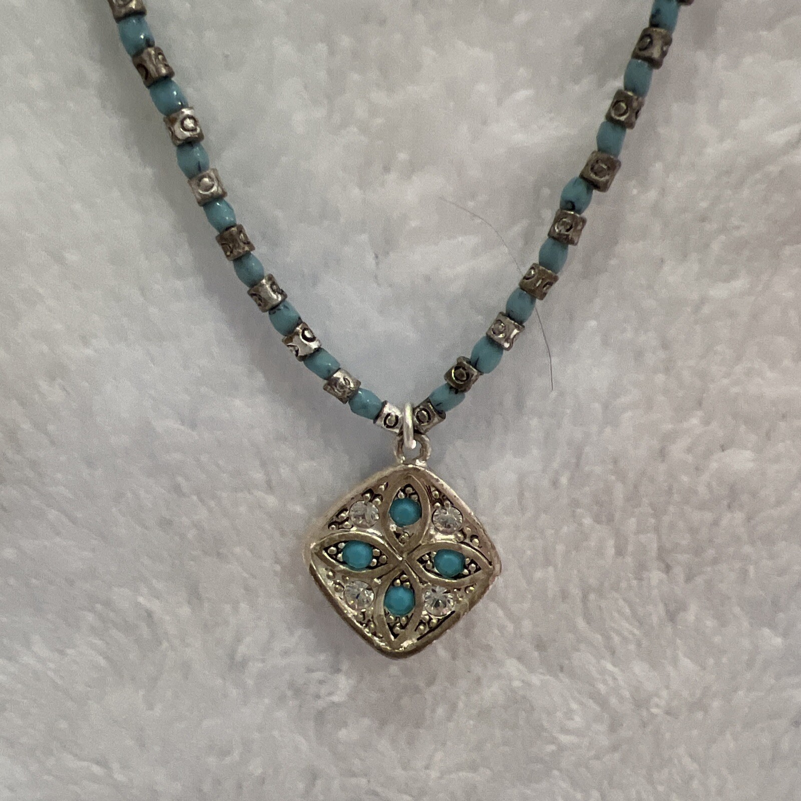 Lea Sophia Blue & White Rhinestone & Beads 19”w/extender