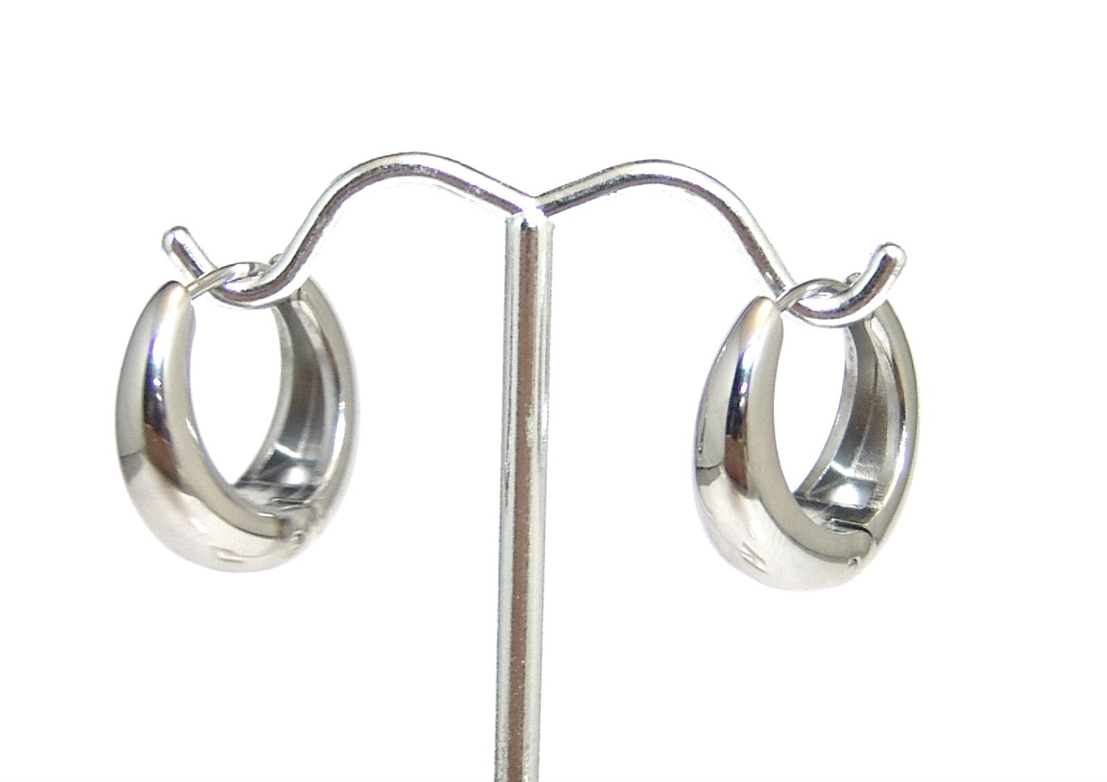 Wide Heavy Huggie Earrings Hypoallergenic Stainless Surgical Steel 3/4 inch