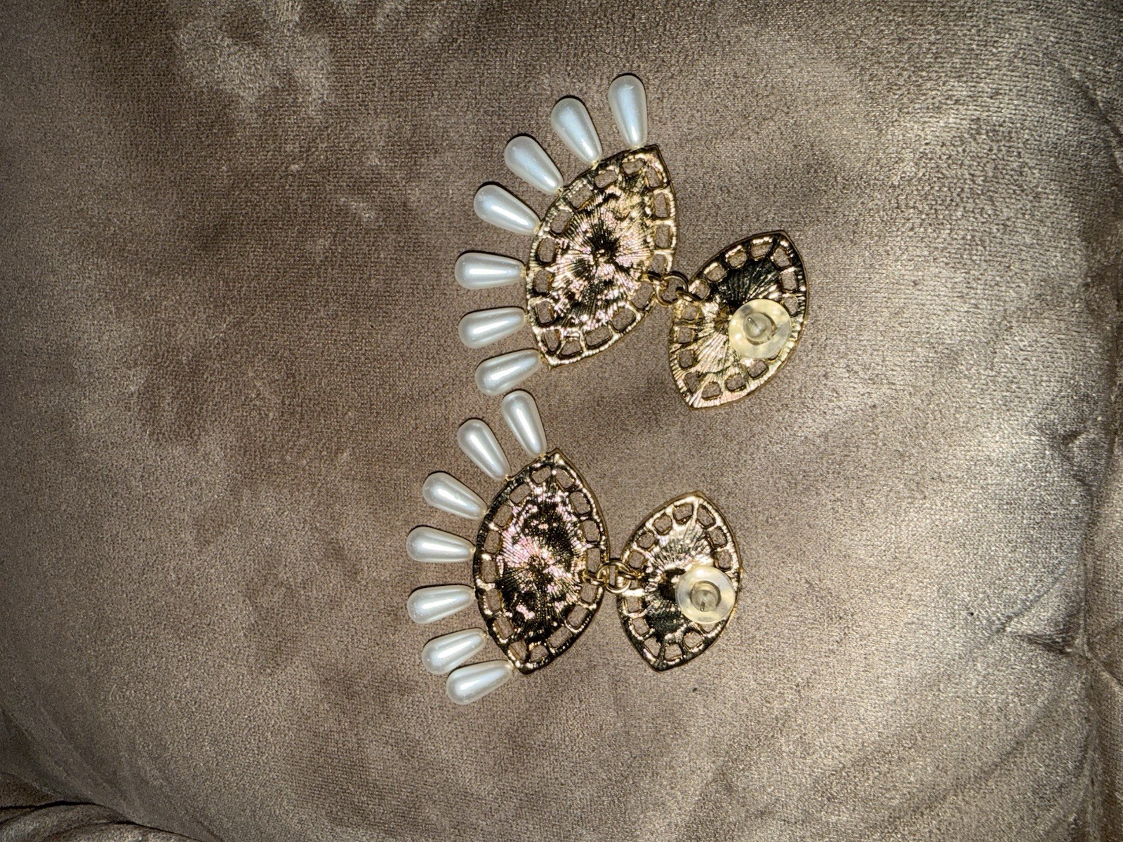 Eye Pearl Gold Post Rhinestone Fashion Statement Evil Eye Earring And Bracelet B