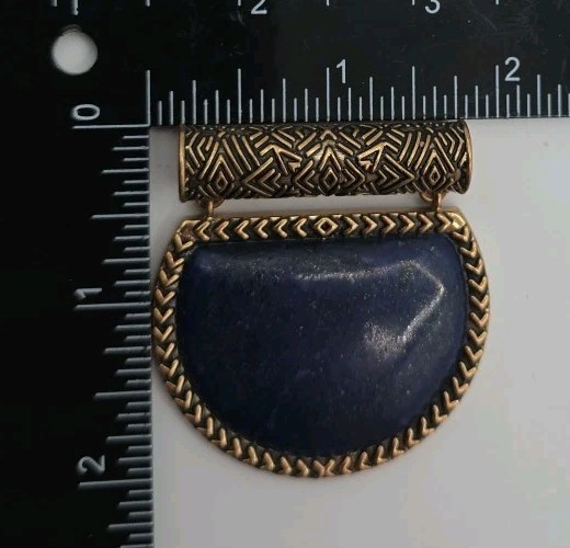 BARSE THAILAND LAPIS LAZULI STONE FULL BRONZE BEZEL PENDANT