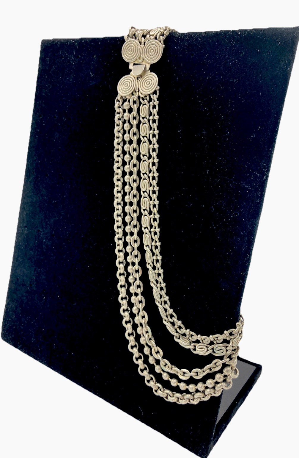 ZOE COSTE 5 Strand Multi Layer Silver Necklace French Vintage Costume Jewellery