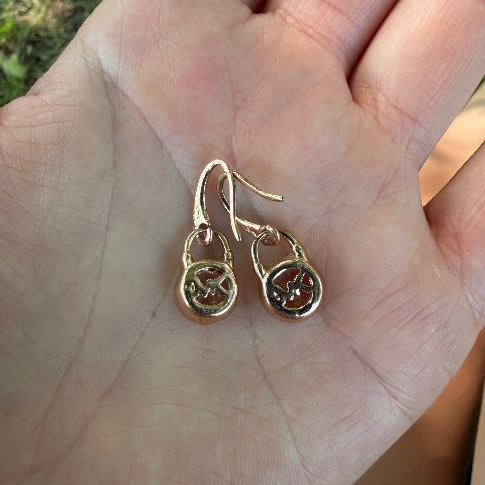 Michael Kors Rose Gold Tone Padlock Dangle Earring Clear Brilliant Cut CZ Accent