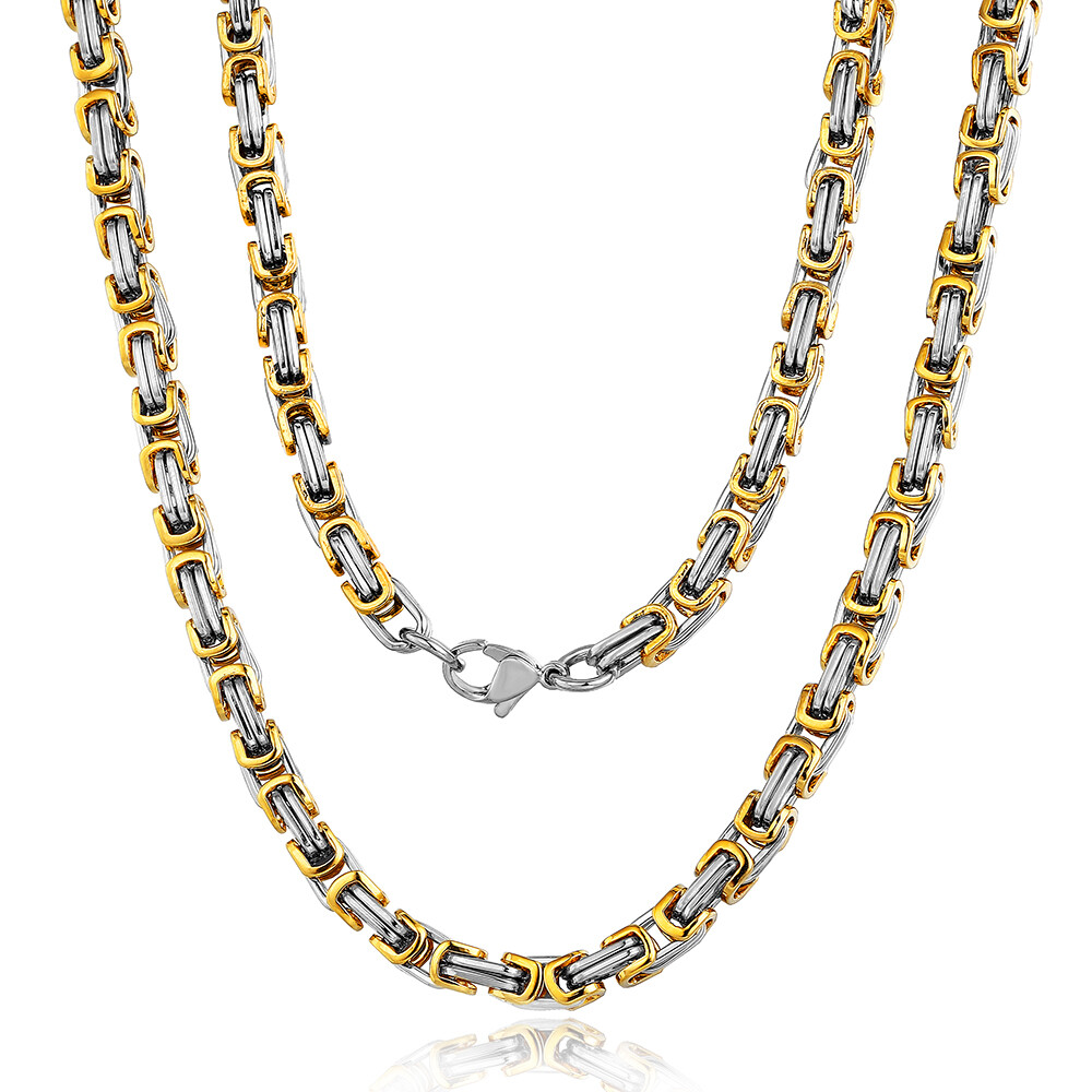 5mm Stainless Steel Necklace Byzantine Box Link Mens Chain 18″-24″