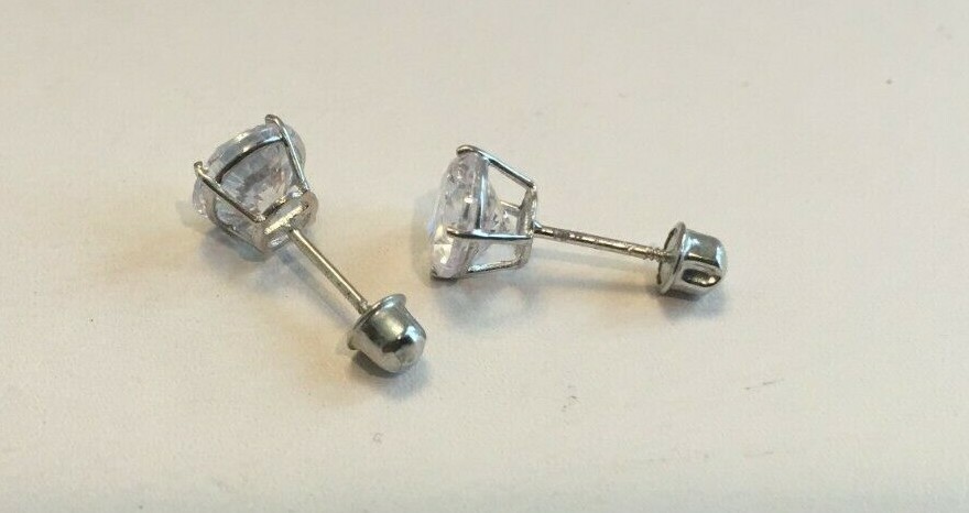 2ct ROUND FLAWLESS LAB SIMULATED DIAMOND STUD EARRINGS 14K SOLID WHITE GOLD