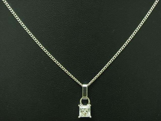 835 Silver Necklace & 925 Sterling Silver Pendant with Zirconia/38,0cm/2,9g