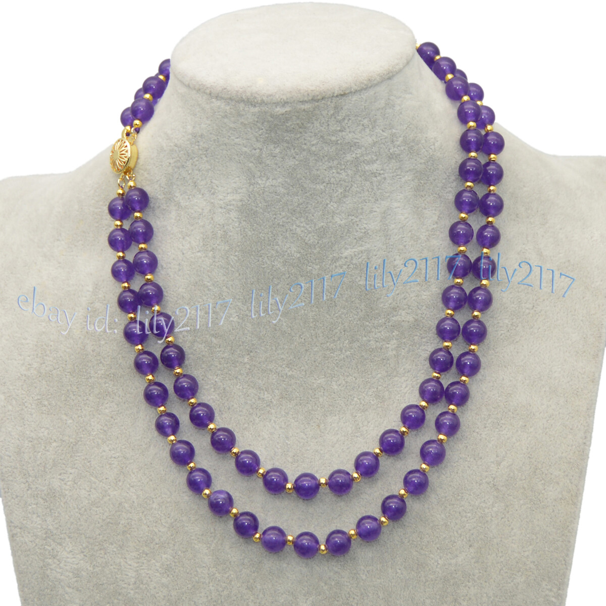 2 Rows 6/8/10/12mm Round Multicolor Jade Natural Gemstone Beads Necklace 18-19”