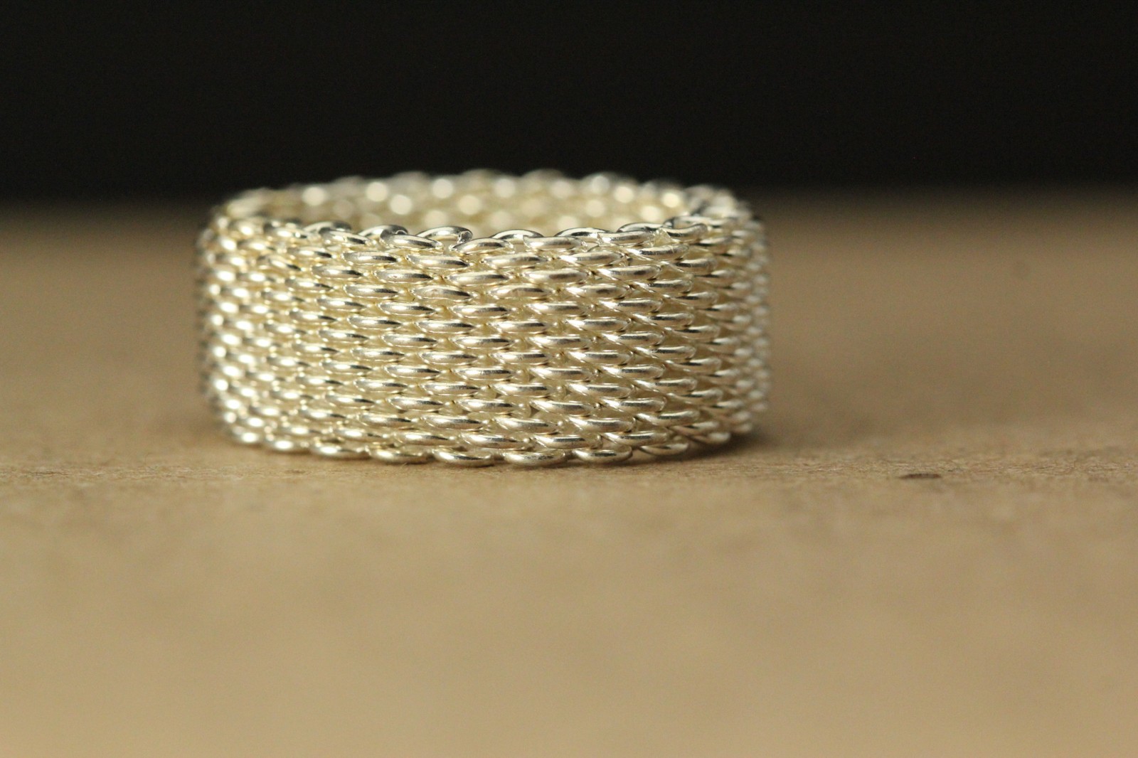 925 Sterling Silver Woven ? “Mail” Size 6.75 Ring 5.6 Grams (RIN9471)
