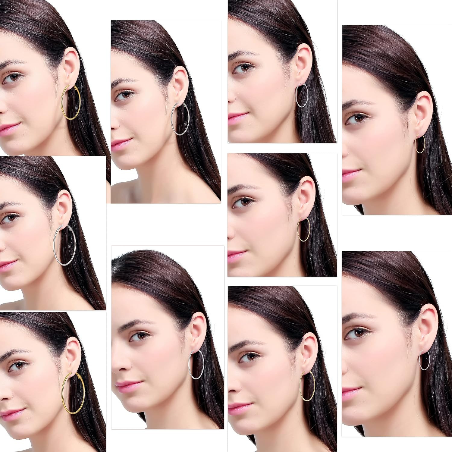 4/10 Pairs Stainless Steel Gold Silver Plated Hoop Earrings Hypoallergenic Daint
