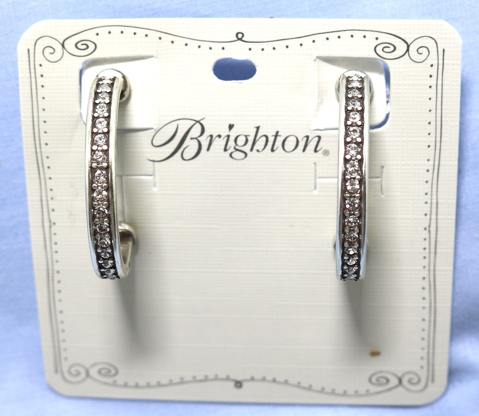 Brighton MERIDIAN ZENITH NWT $88 Clear Crystal Medium Hoop Silver Earrings