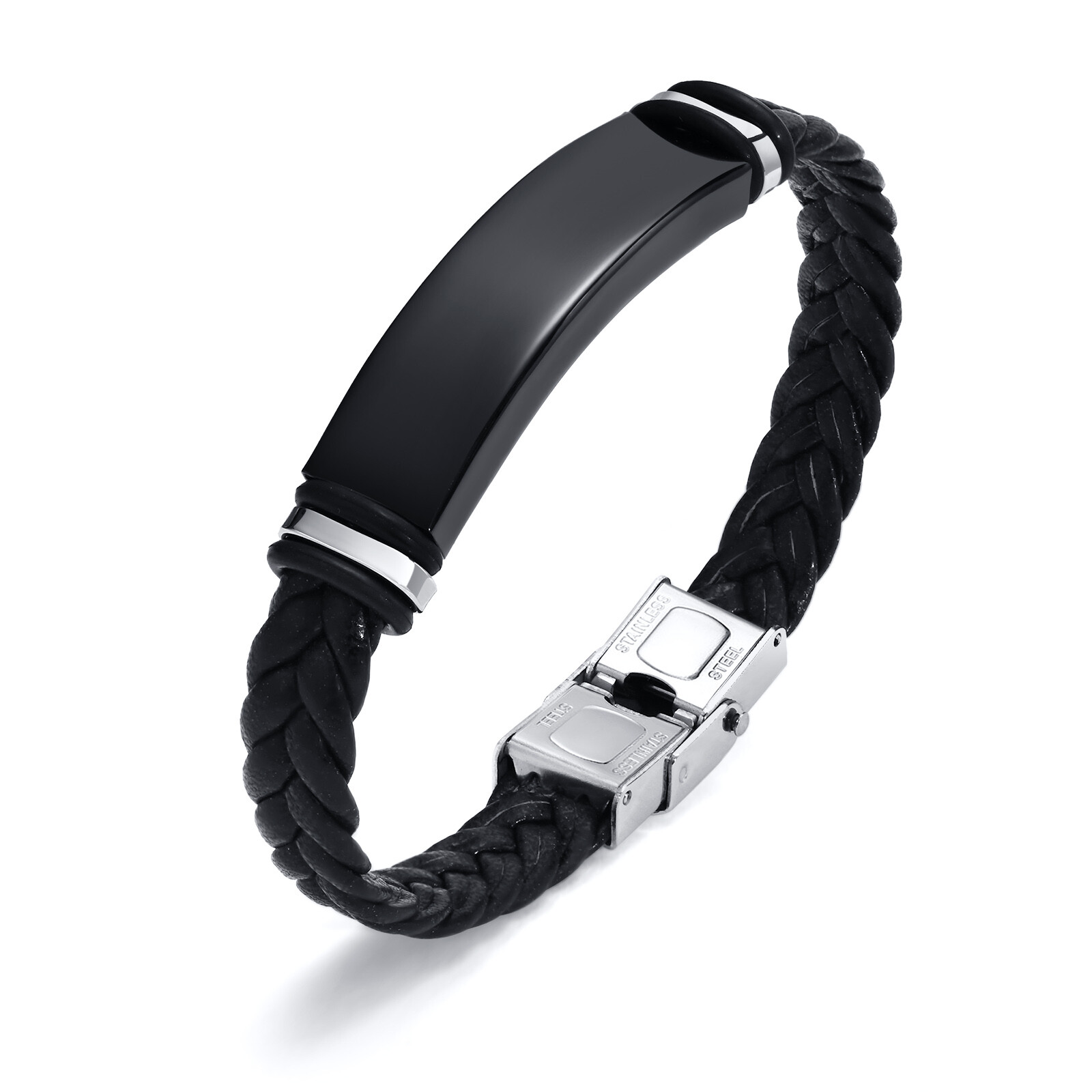 Personalized Mens Leather Bracelet Engraved Gift for Men Him Son Daddy Husband