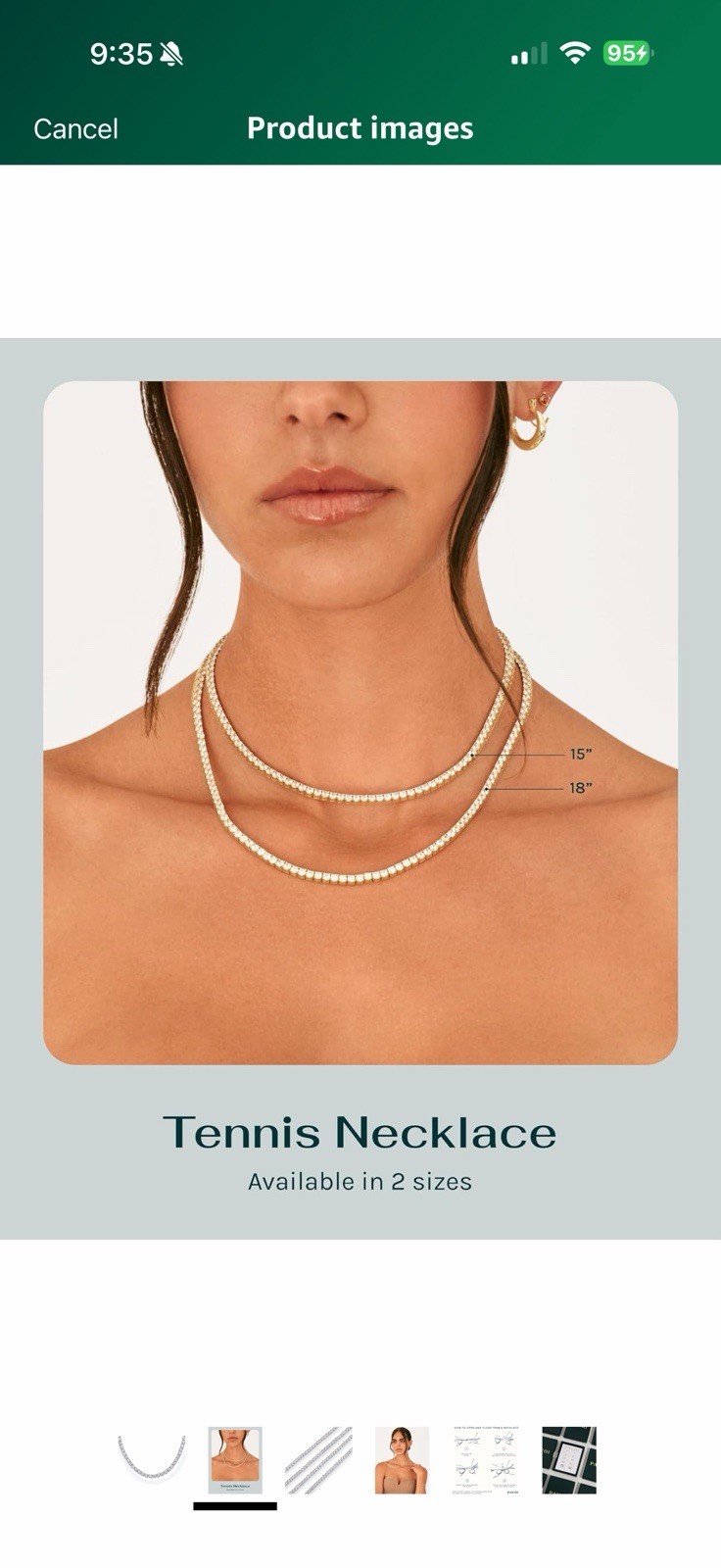 PAVOI 14K Gold Plated 3Mm Simulated Diamond Tennis Necklace for Women | Size 15