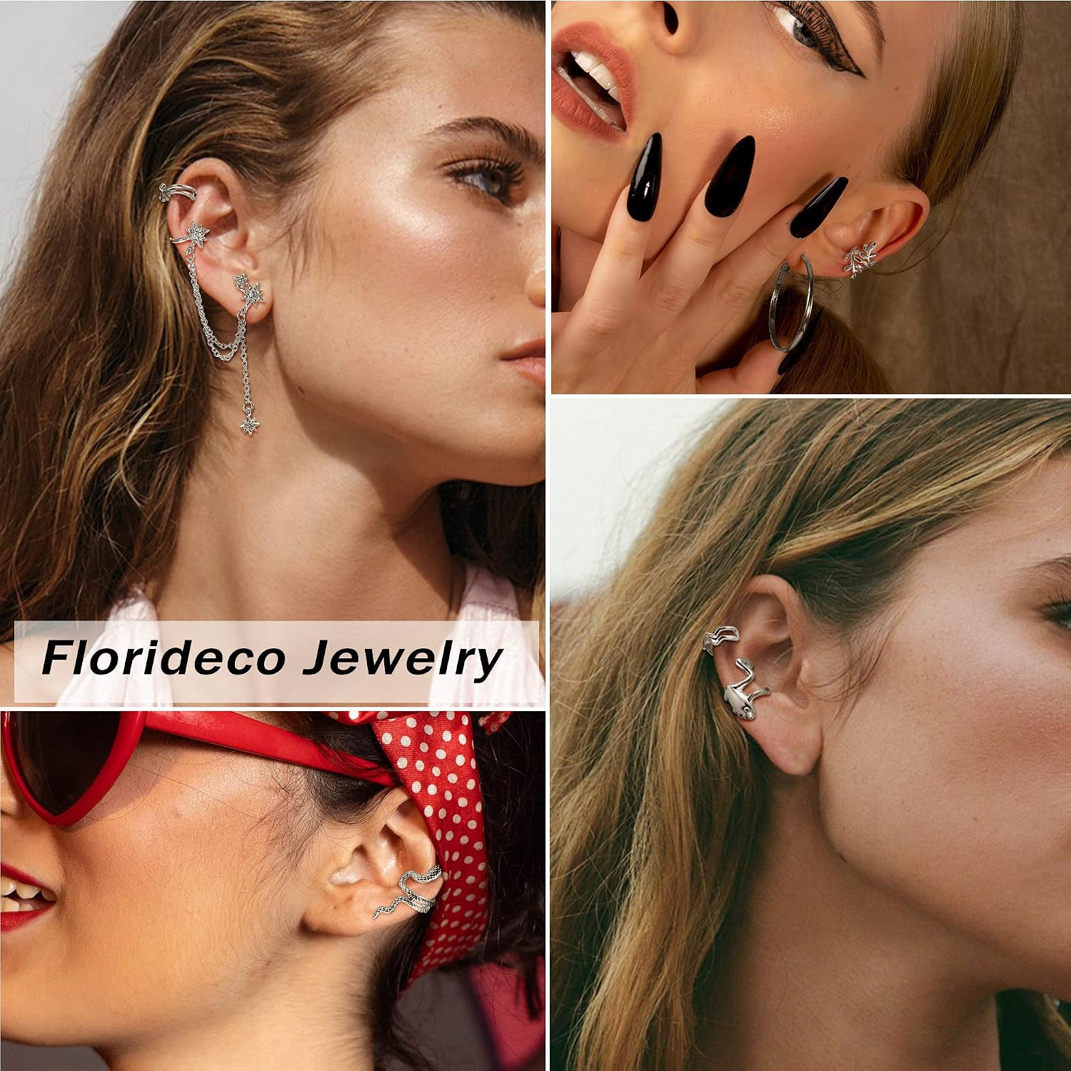 Ear Cuff Earrings Set for Women Adjustable Fake Earring Cuffs Non Piercing Earri