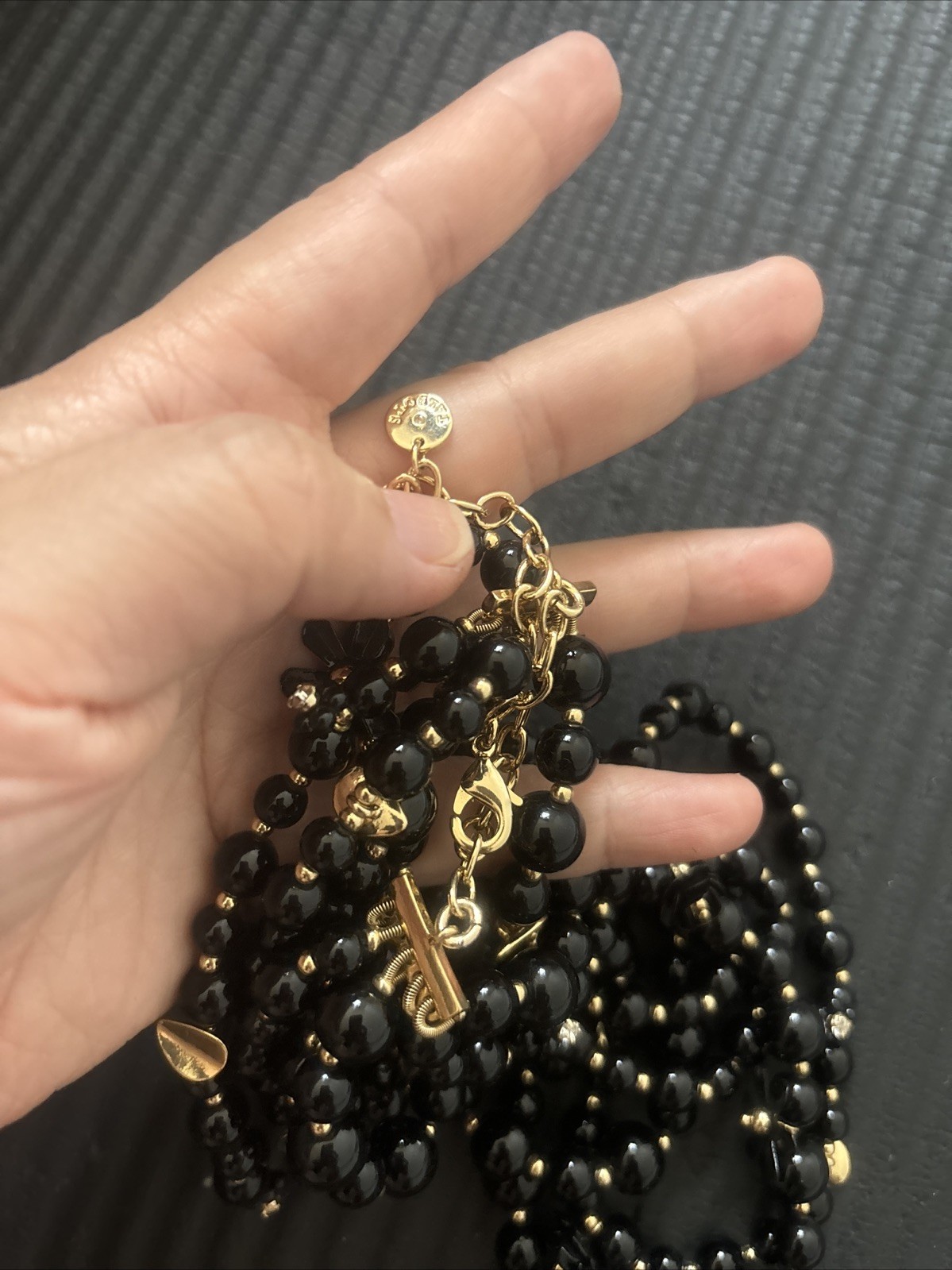 Talbots Necklace Multi strand Black beaded necklac