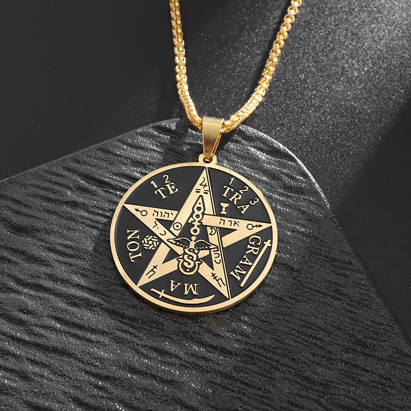 Protection Tetragrammaton Stainless Steel Necklace Spiritual Pendant 23.5″ Chain