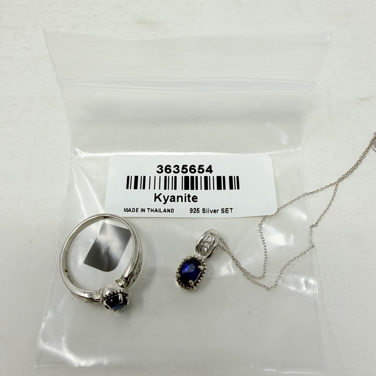 Shop LC Blue Kyanite Pendant with Chain & Size 10 Ring Set Sterling Silver 5334