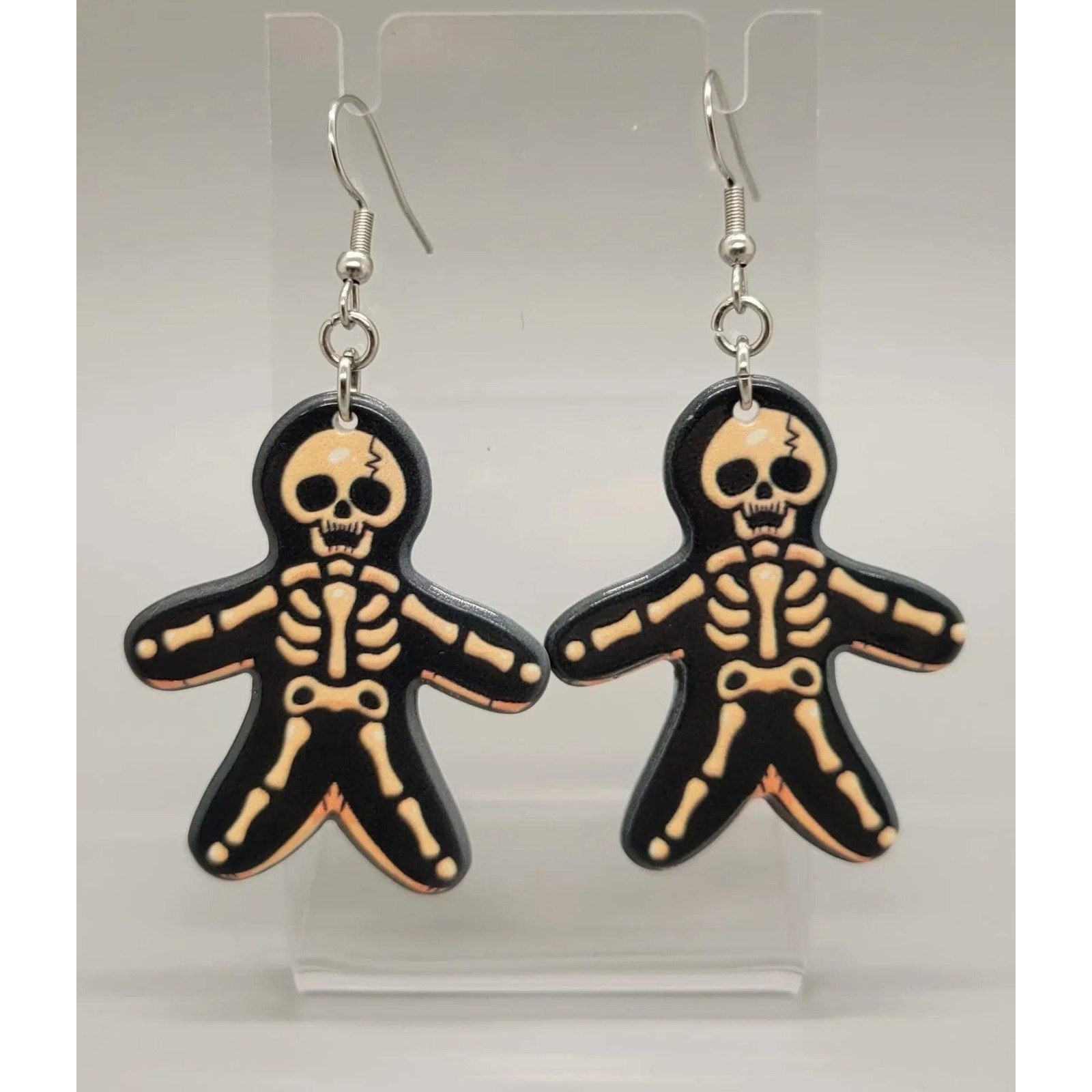 Gingerbread Skeleton Dangle Earrings, Halloween Jewelry