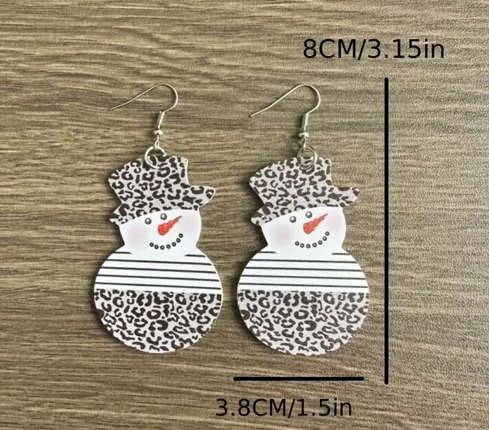 Christmas Wooden Winter Snowman Cute Fun DangleHook Earrings For All Occasions