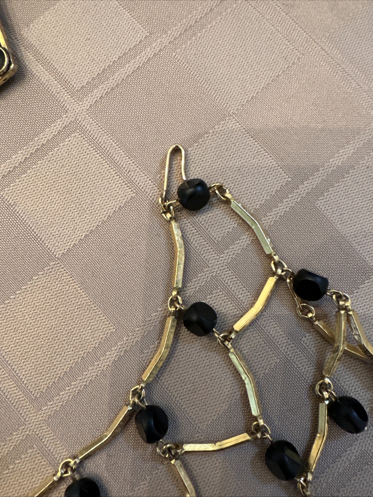Lot 3 Black Gold Bronze Statement Necklaces Beaded Bib Choker Tassel Pendant