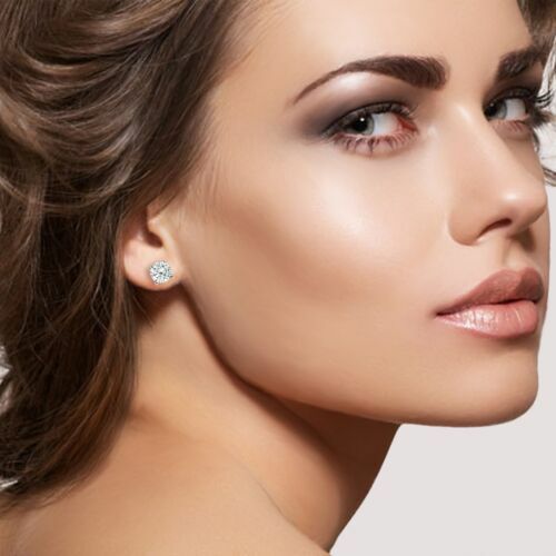 6mm Men Women Sterling Silver Post Stud Crown Cubic Zirconia Earrings Gift