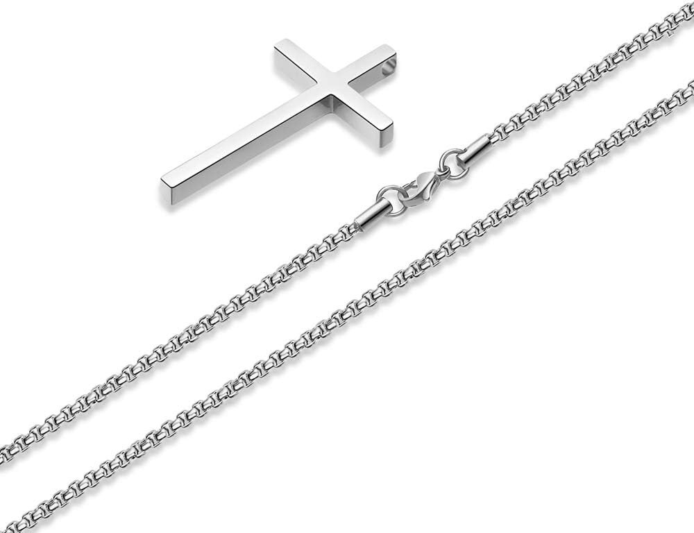 Durable Stainless Steel Cross Necklace for Men, Perfect for Religious Occasions
