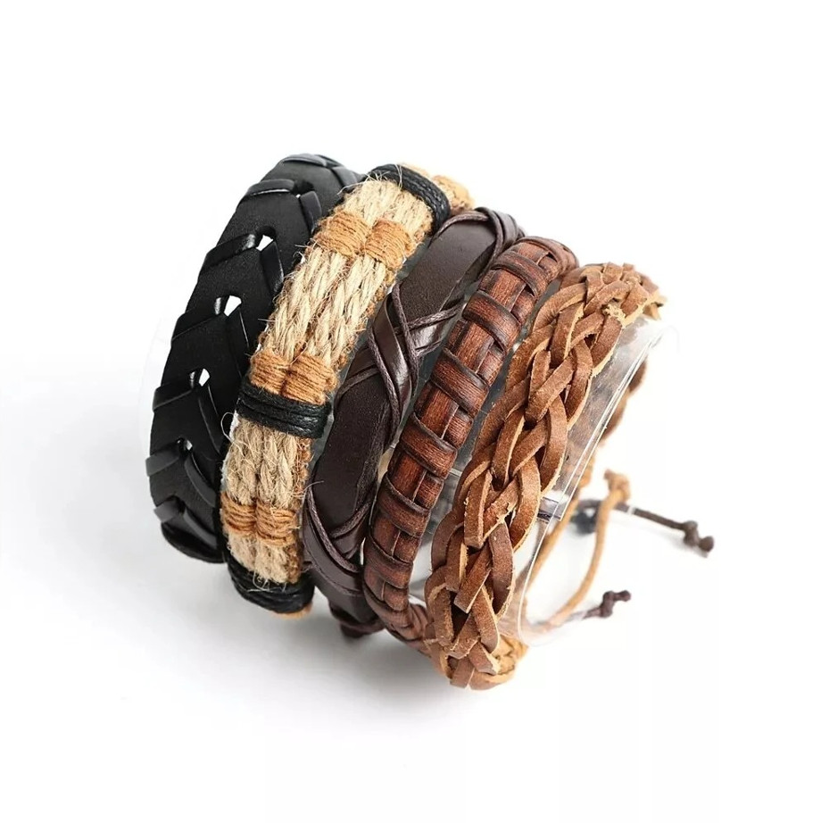 10/20pcs Braided Leather Bracelet Set for Men & Women