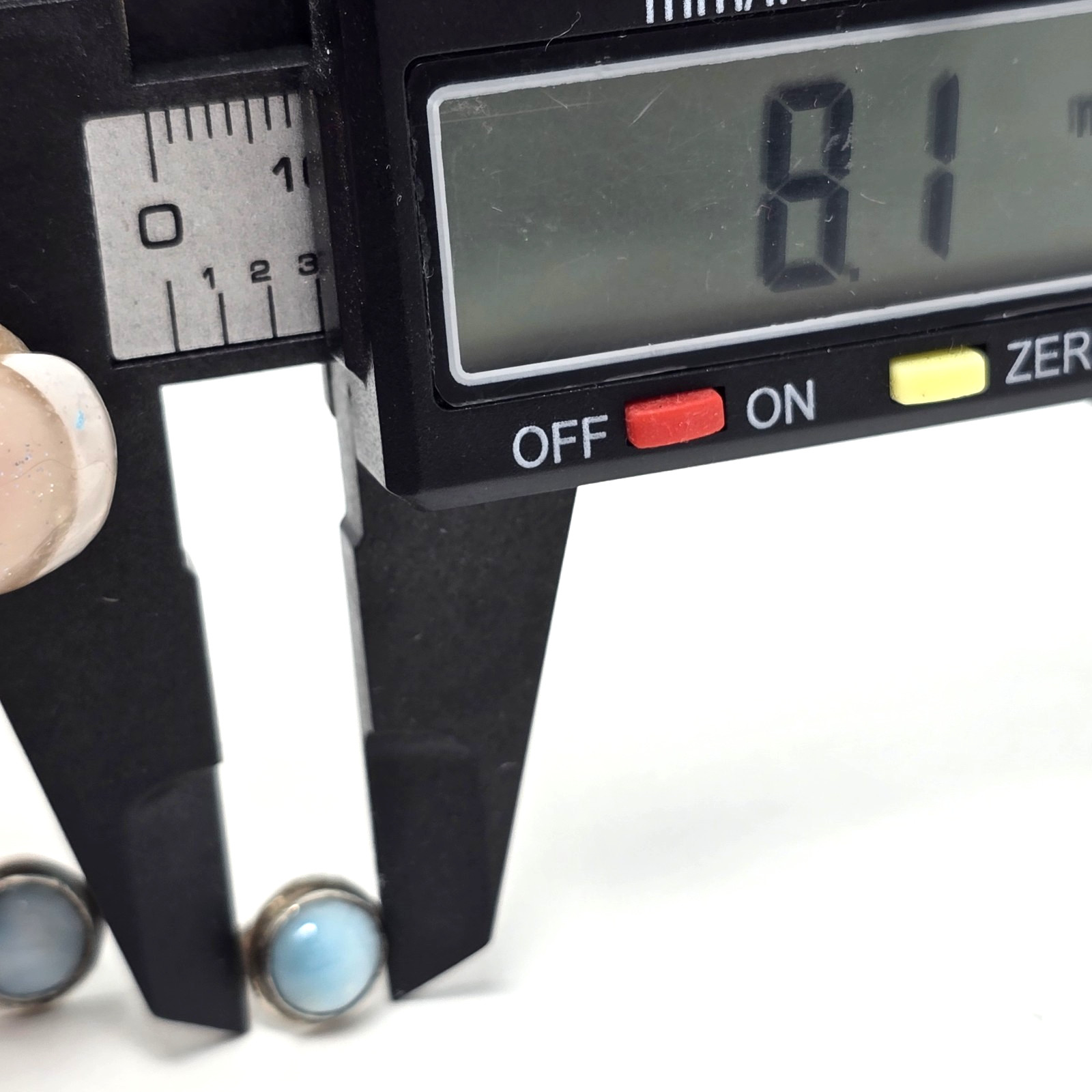925 Sterling Silver Natural Larimar Post/Stud Earrings – 8mm