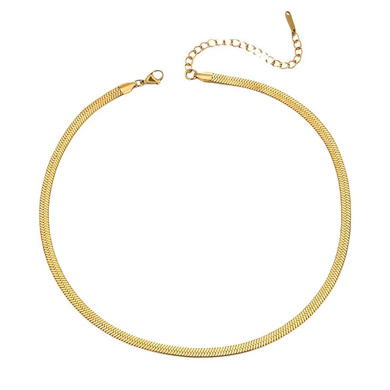 Snake Chain Necklace Stainless Steel 2-5mm Gold Color 18-24in Women Jewelry