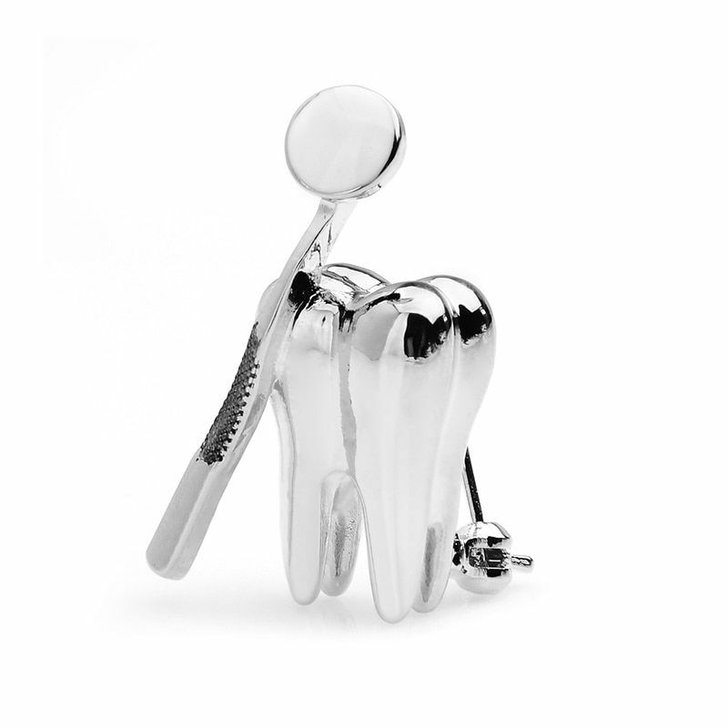 Dental Mirror Brooch Doctors Dentist Badge Uniform Brooches Pins Women’s Jewelry
