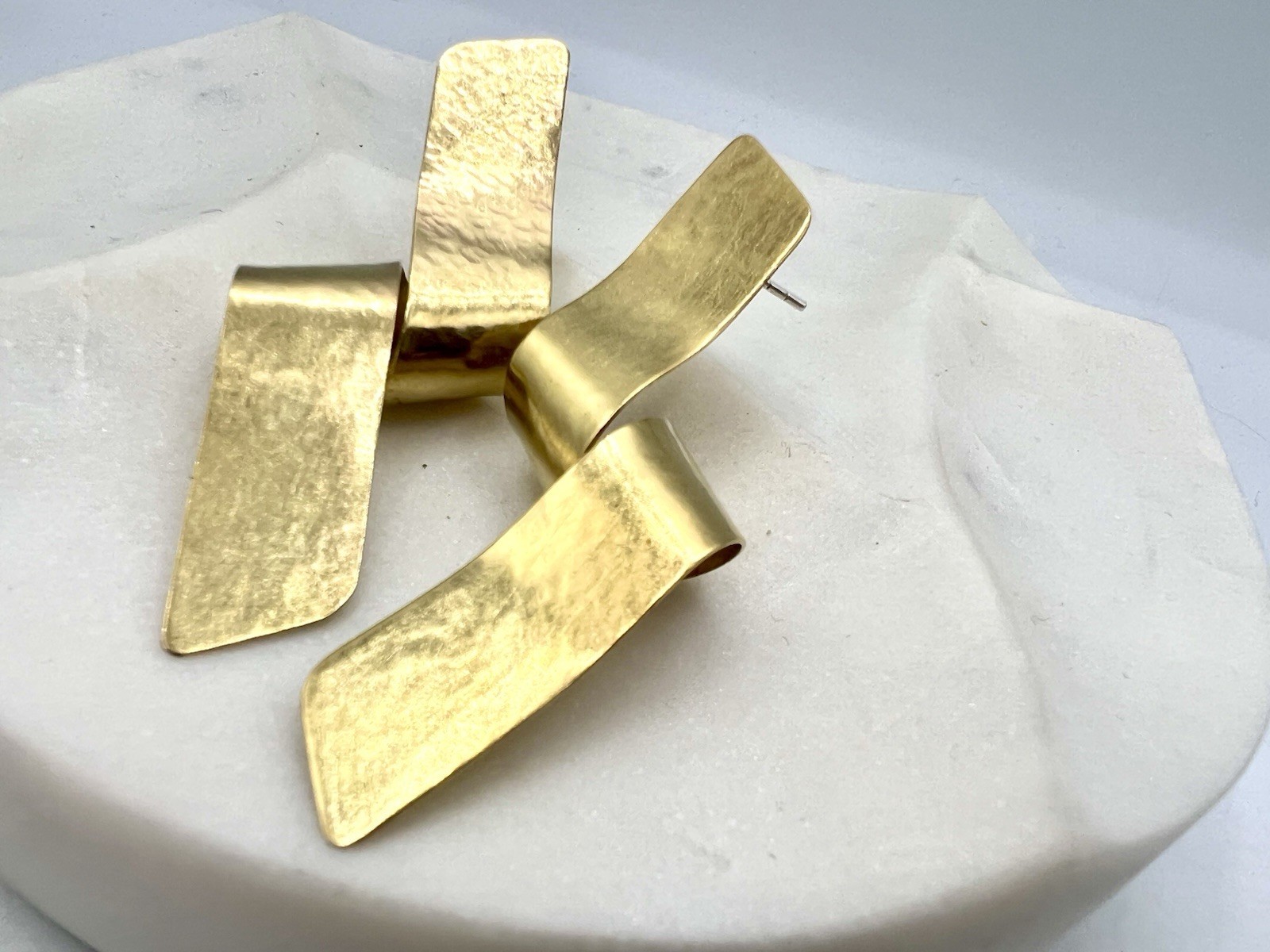 New Roost Brand Modern Twist Brass Sculpture Earrings Wearable Art Wholesale
