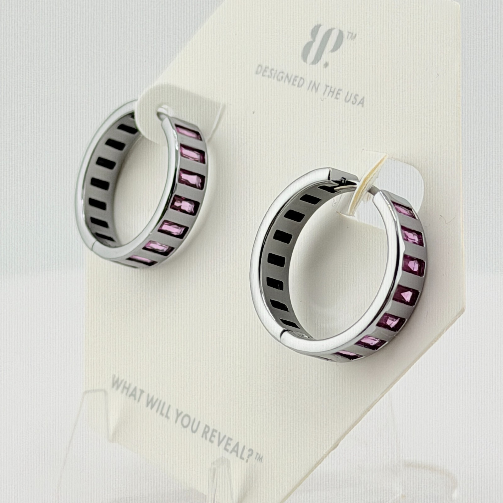 Bomb Party “Bold Intentions” Rose Corundum & Black Onyx Hematite Reversible Hoop